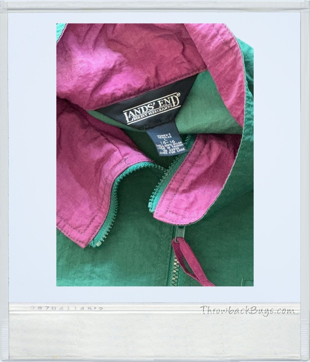 1990s - Lands End Women's Green & Purple Nylon Windbreaker - Jackets - ThrowbackBuys - ThrowbackBuys