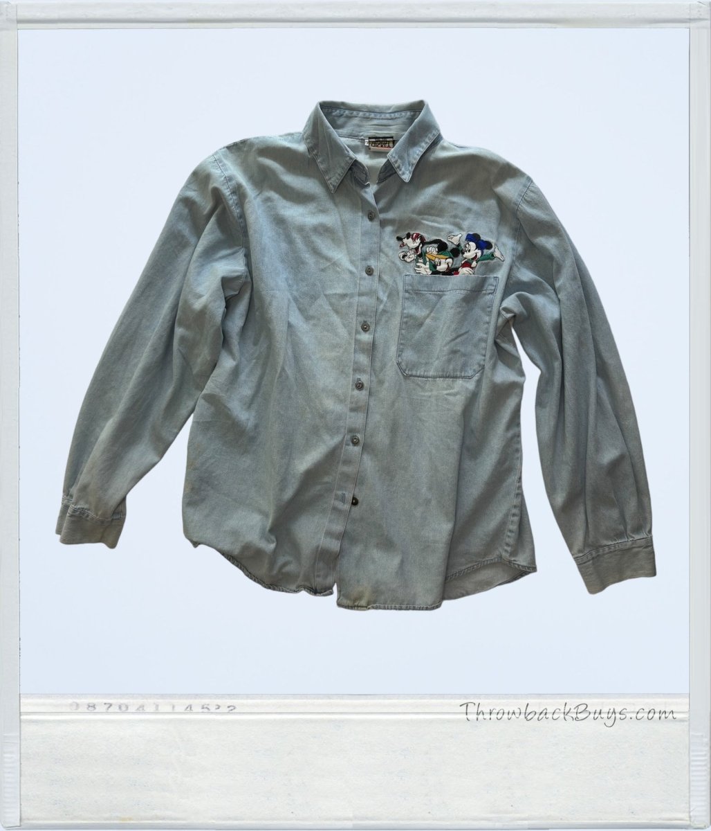 1990s - Mickey Unlimited Jerry Leigh Denim Button Up Womens XL - Shirts - ThrowbackBuys - ThrowbackBuys
