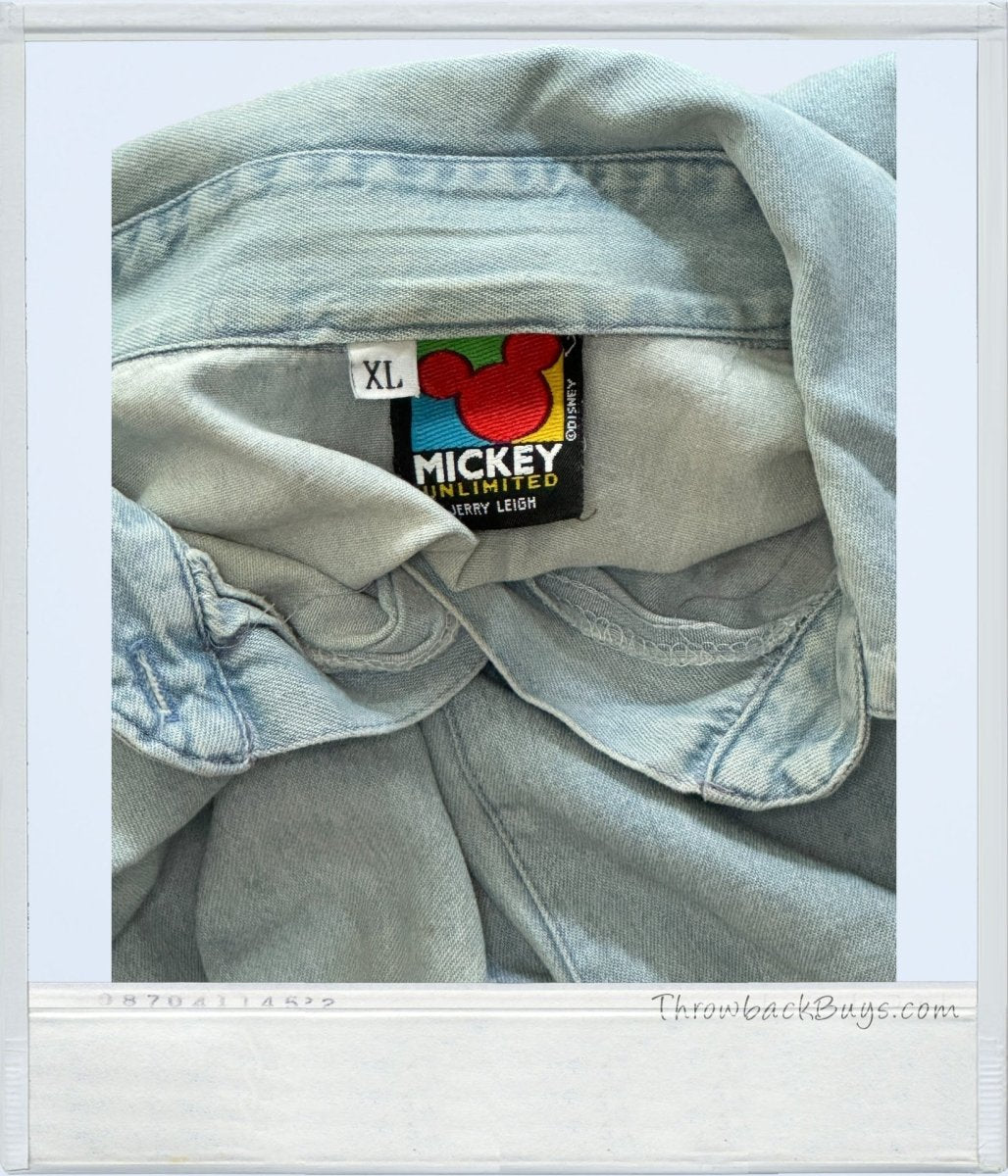 1990s - Mickey Unlimited Jerry Leigh Denim Button Up Womens XL - Shirts - ThrowbackBuys - ThrowbackBuys