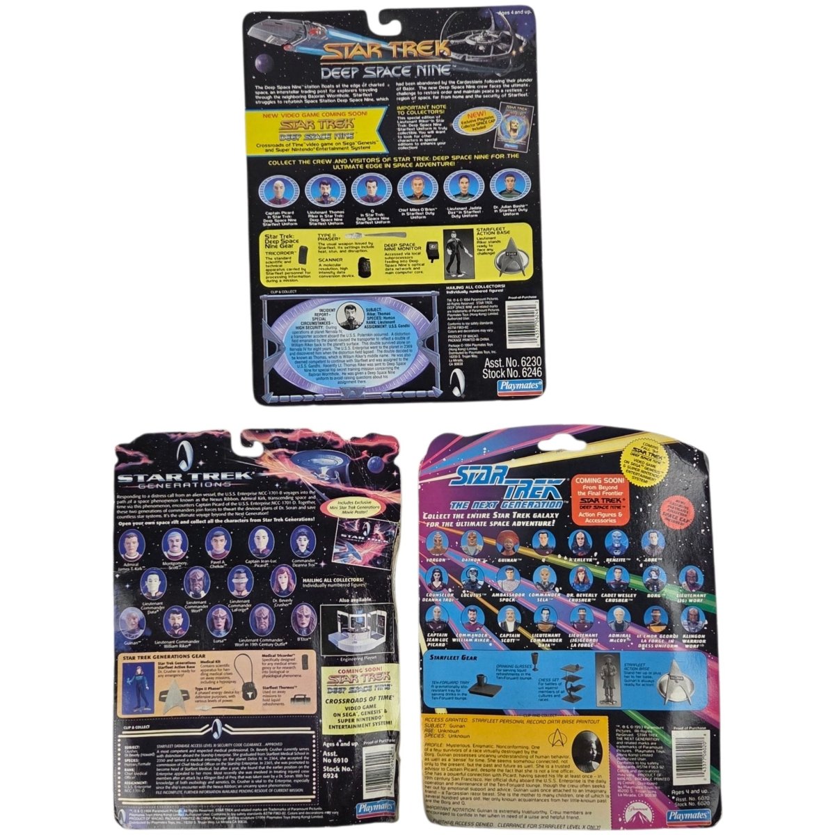 1990s - Playmates: Star Trek Guinan, Dr. Beverly Crusher & Lt. Thomas Riker Figures - Lot of 3 - SEALED - Action Figures & Collectibles - ThrowbackBuys - A N E 1 Stop Shop