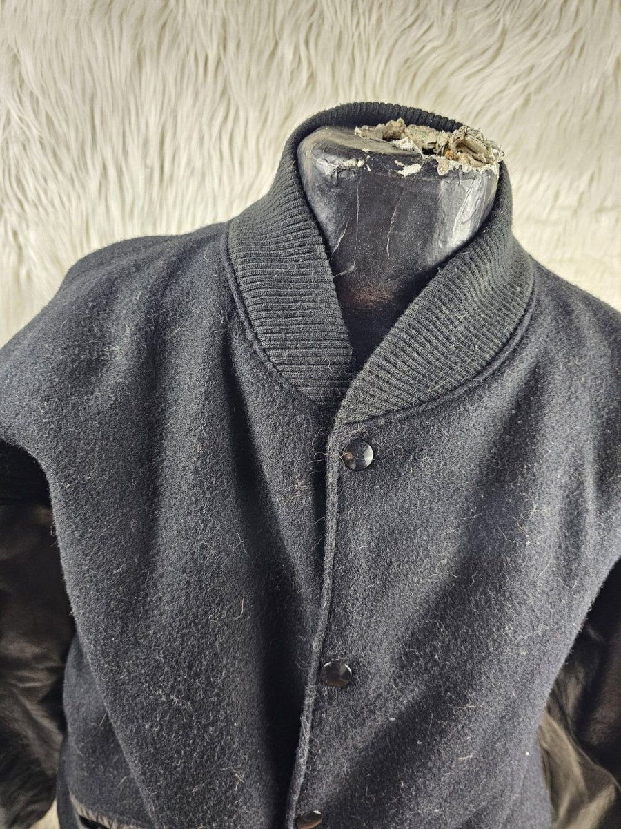 1990s - Steer Brand Tiger Varsity Jacket, Medium Black - Jackets - ThrowbackBuys - The Thrifty Gypsyy Shop