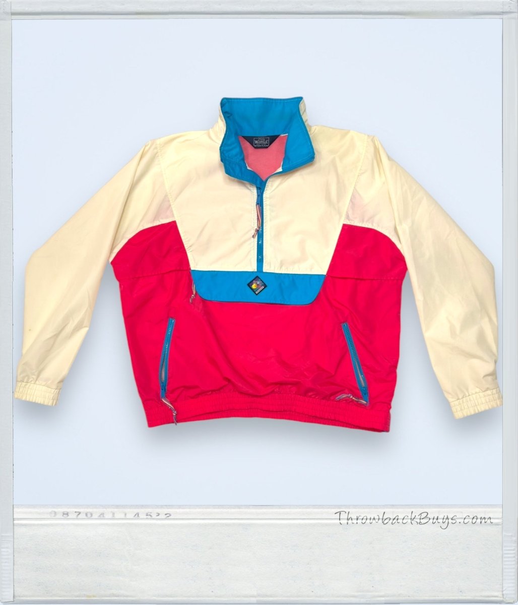 1990s - The Woolrich Pink and Blue Quarter Zip Pullover Jacket Women’s Medium - RARE - Jackets - ThrowbackBuys - ThrowbackBuys
