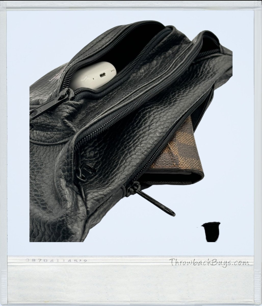 1990s - Vandenberg Ambulance Black Leather Fanny Pack - Handbags - ThrowbackBuys - ThrowbackBuys