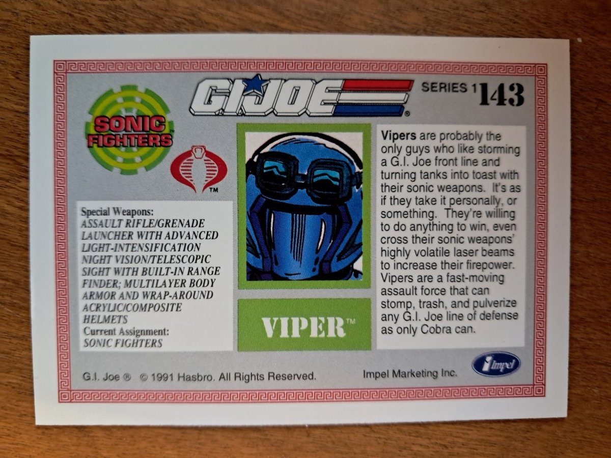 1991 Cobra Viper G.I. Joe A Real American Hero Trading Card Impel - Trading Cards - ThrowbackBuys - Retrotoyz&gamez87