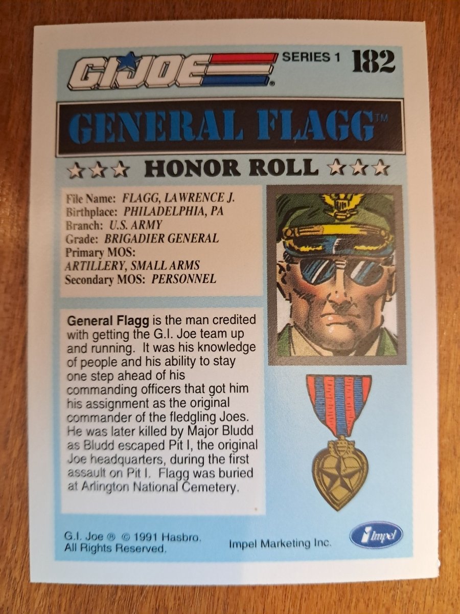 1991 General Flagg G.I. Joe A Real American Hero Trading Card Impel - Trading Cards - ThrowbackBuys - Retrotoyz&gamez87