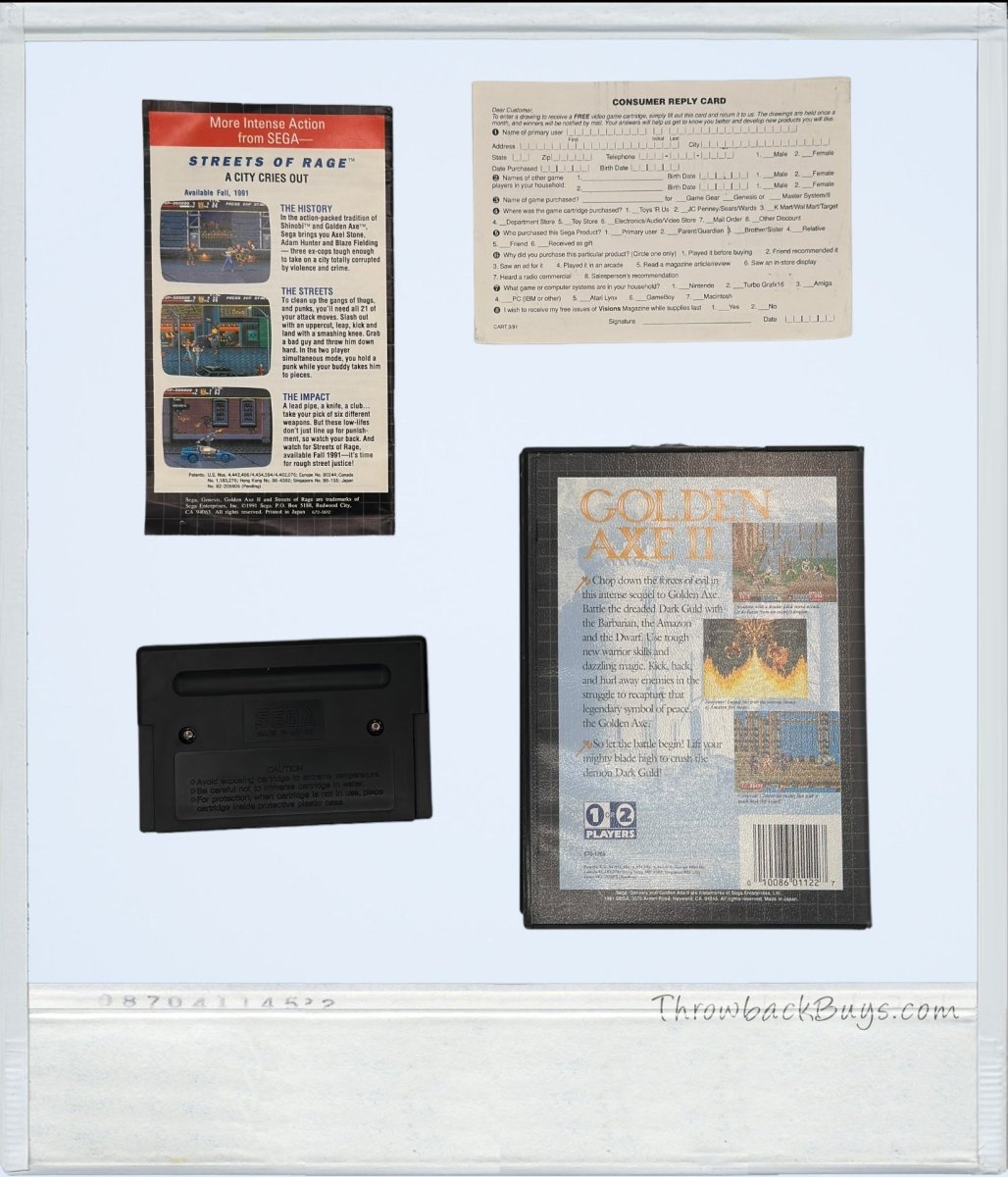 1991 - Golden Axe II Sega Genesis COMPLETE Game - RARE - Video Games - ThrowbackBuys - ThrowbackBuys