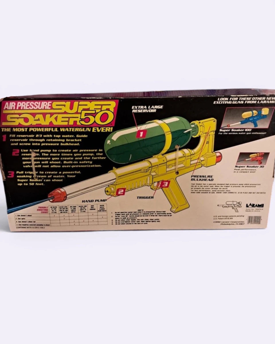 1991 - Larami: Air Pressure Super Soaker 50 Water Gun, Original Box - Water Toys - ThrowbackBuys -Only90sKidsKnow