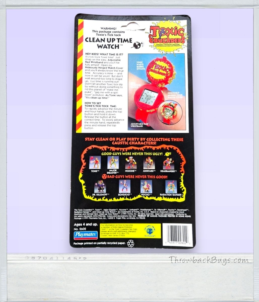 1991 – Playmates Toxic Crusaders: Toxie's "Clean Up Time" Watch, Sealed - RARE - Action Figures & Collectibles - ThrowbackBuys - Retrotoyz&gamez87