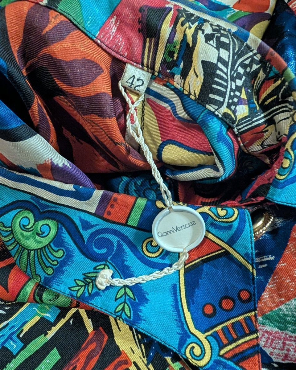 1991 - Vintage Gianni Versace: S/S Mozart Baroque Silk Print Shirt, Pop Art Collection - RARE - Shirts - ThrowbackBuys - Shiznit