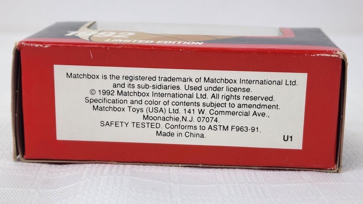 1992 - Matchbox Team NFL Redskins Die Cast Limited Edition Car - New in Box - Collectible Toys - ThrowbackBuys - ResellerDoor