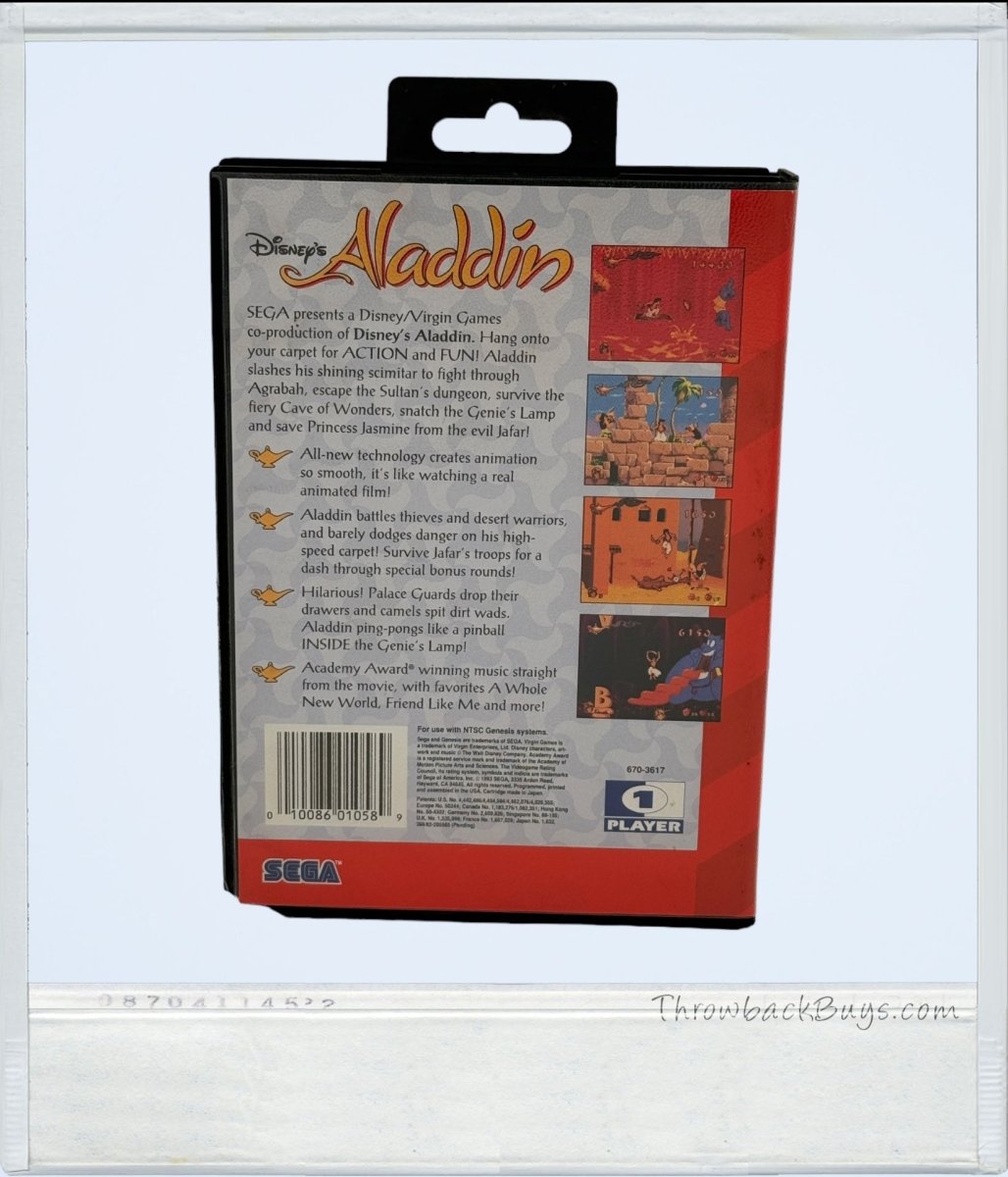 1993 - Disney's "Aladdin" Sega Genesis Game - Video Games - ThrowbackBuys - ThrowbackBuys