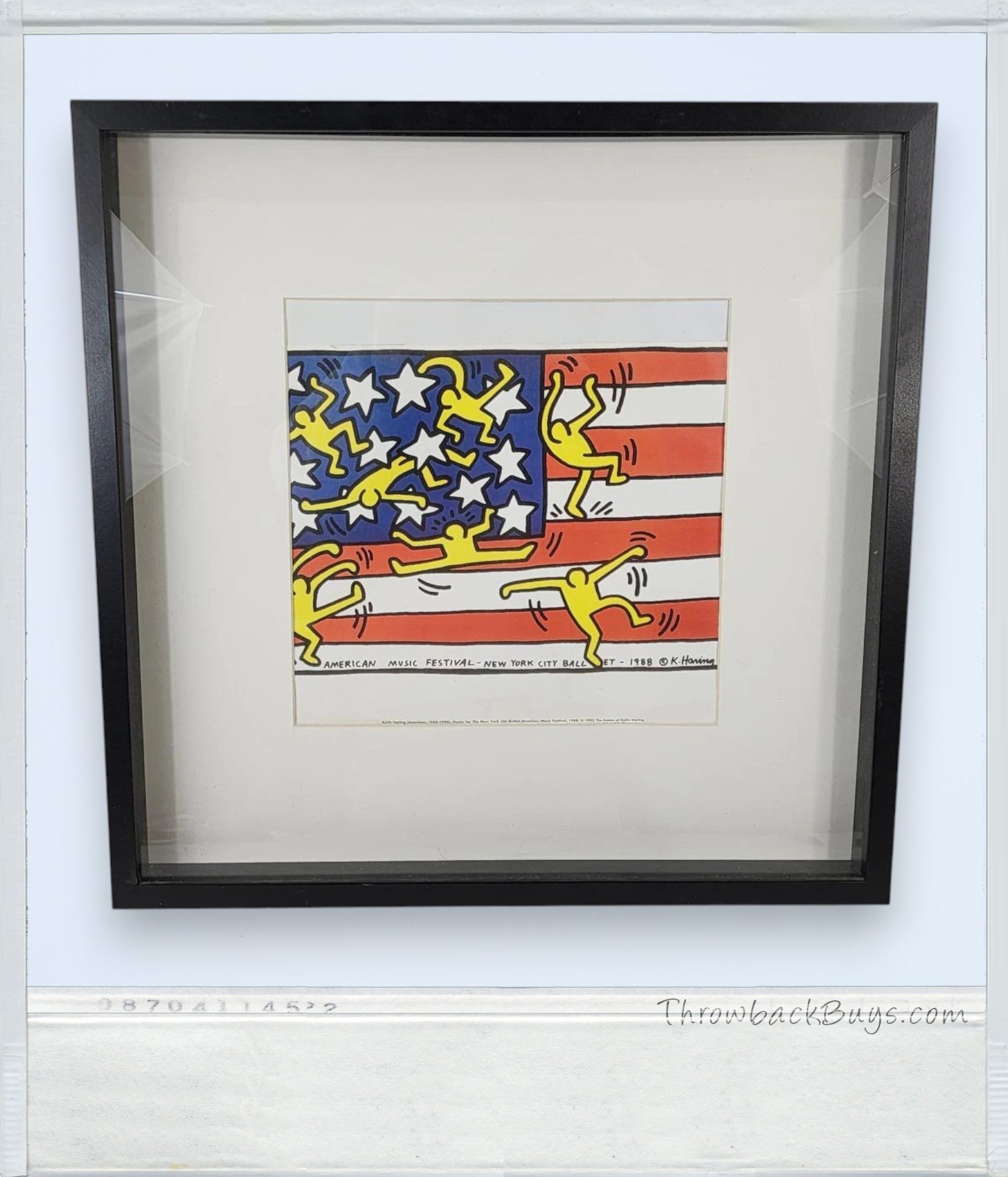 1993 - Keith Haring American Music Festival NYC Glass/Wood Framed Ballet Poster 21.5" x 20.5"