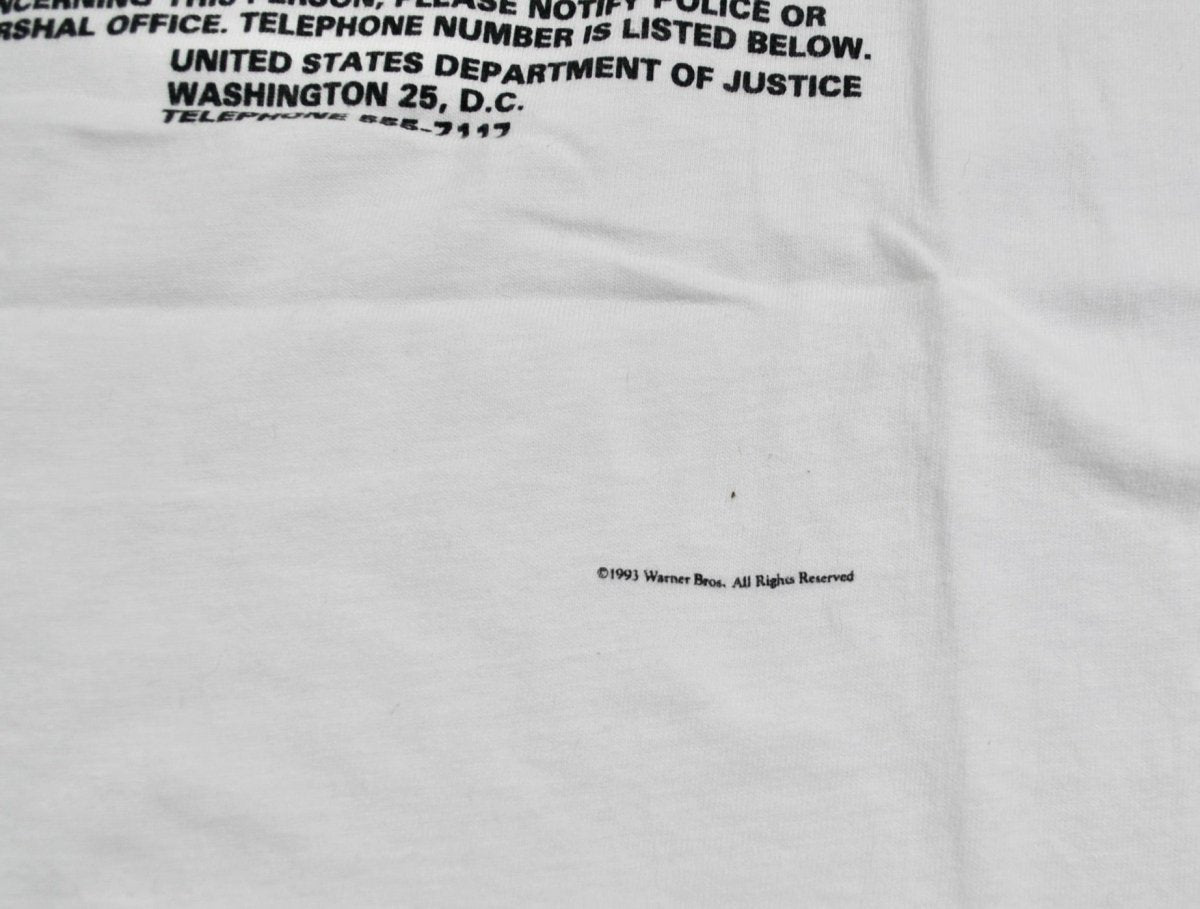 1993 - Warner Bros.: The Fugitive Movie Shirt - Large - T-Shirts - ThrowbackBuys -Yesterday's Attic