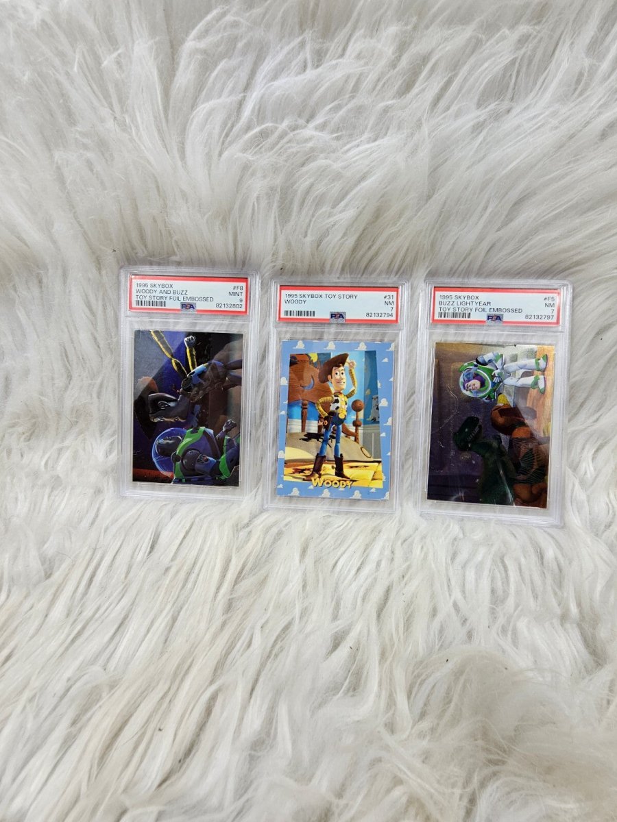 1995 - 4 Skybox Toy Story Trading Cards PSA - Mint 7 - 9 Foil Buzz Lightyear - Trading Cards - ThrowbackBuys - The Thrifty Gypsyy Shop
