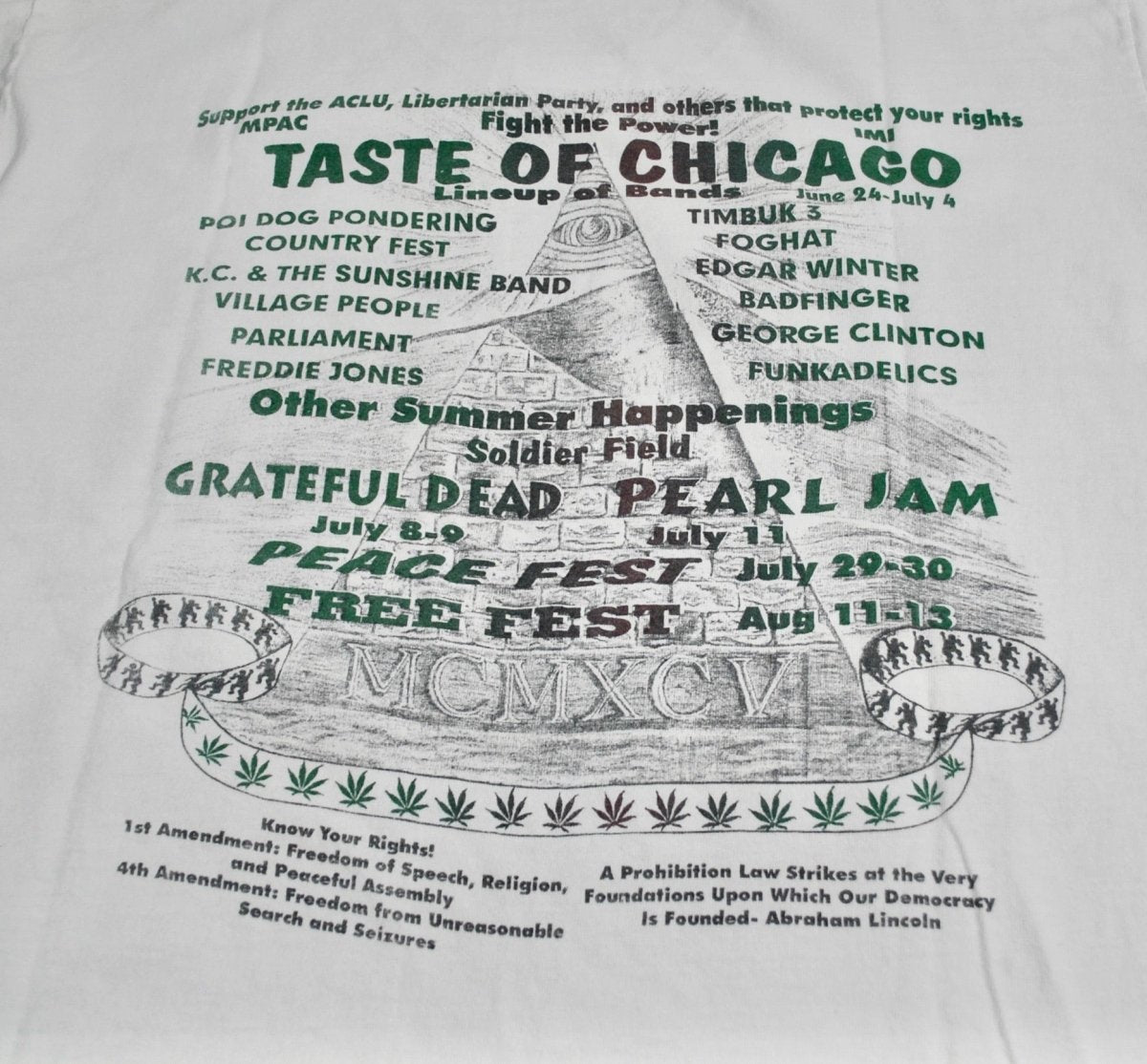 1995 - Grateful Dead: Will Work For Weed Chicago Final Show Shirt - Unisex XL - T-Shirts - ThrowbackBuys -Yesterday's Attic