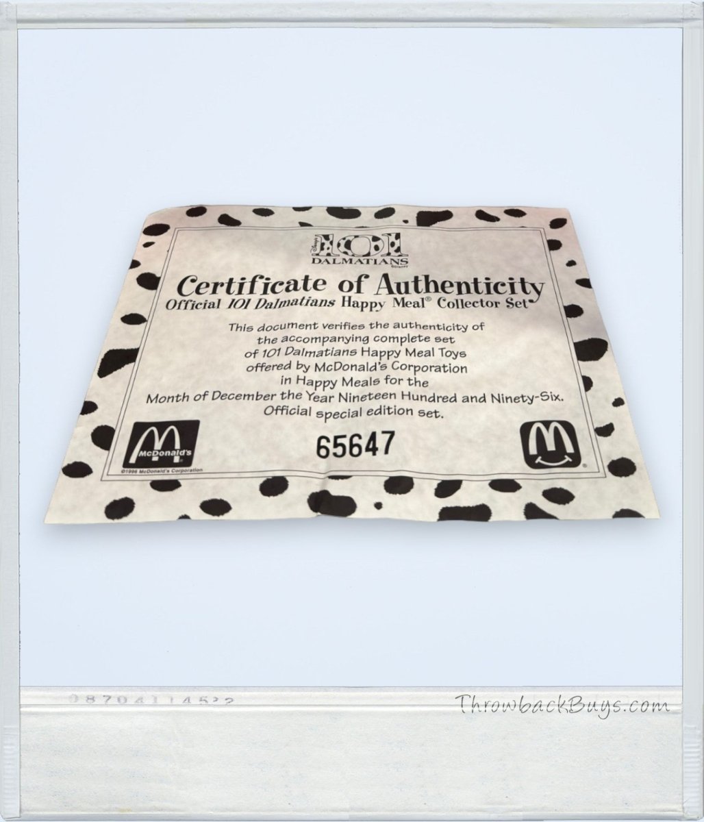 1996 - Disney's 101 Dalmatians Complete McDonalds Happy Meal Collector Set w/COA - Collectible Toys - ThrowbackBuys - ThrowbackBuys