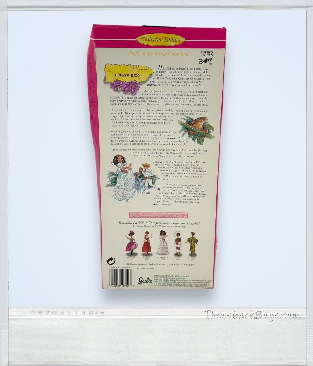 1996 - Mattel Barbie - Dolls of the World Collection: Puerto Rican Barbie - Collector's Edition - Dolls - ThrowbackBuys - ThrowbackBuys