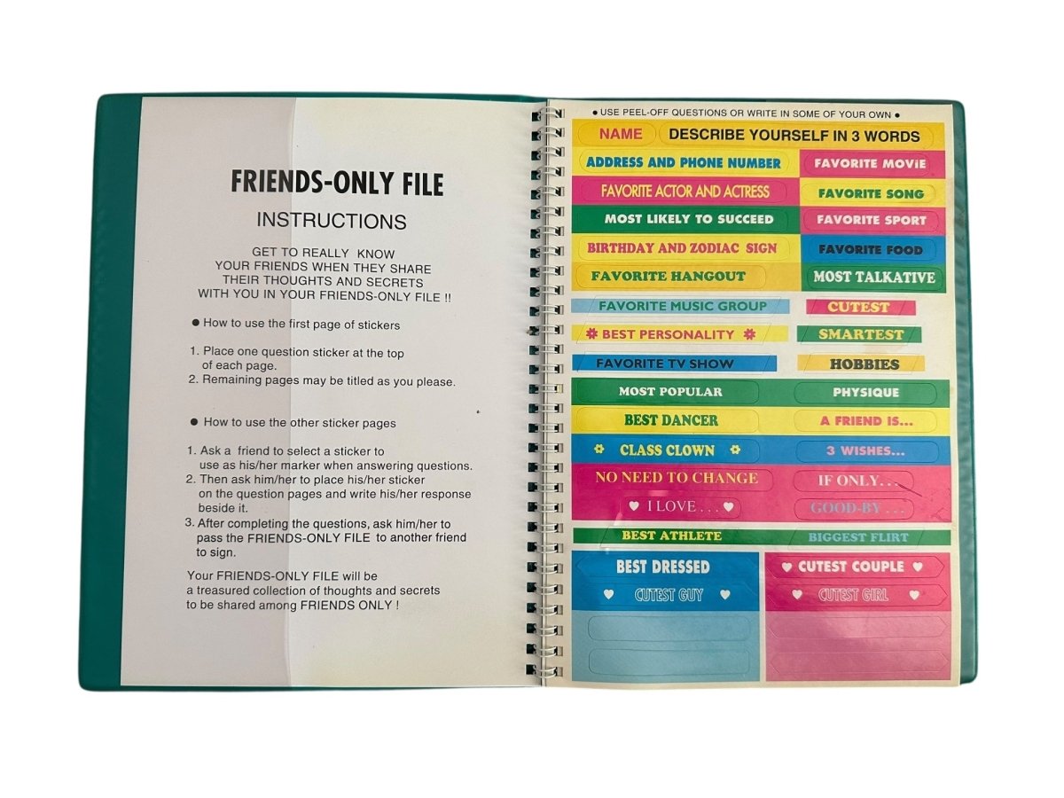 1997 Sanrio Keroppi Notebook Folder Friends Only File Stickers - ThrowbackBuys - Abunnysvintageco
