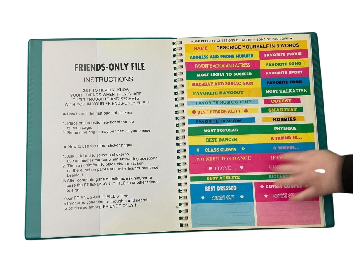 1997 Sanrio Keroppi Notebook Folder Friends Only File Stickers - ThrowbackBuys - Abunnysvintageco