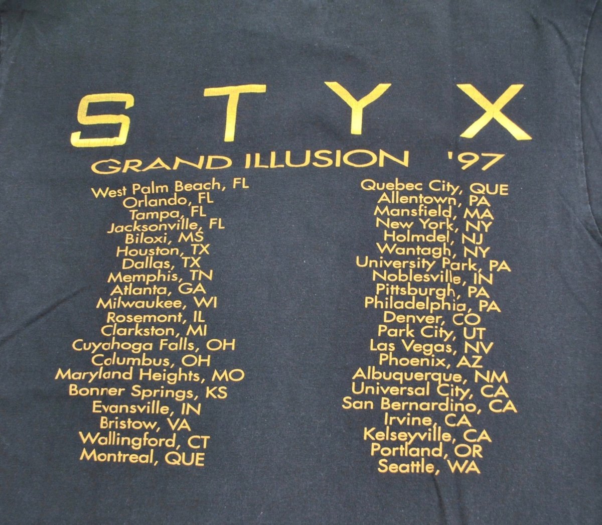 1997 - Styx: Tour Shirt - Unisex XL - T-Shirts - ThrowbackBuys -Yesterday's Attic