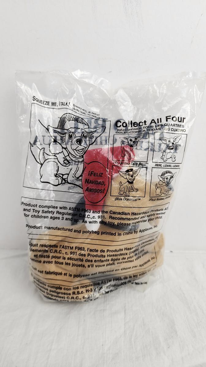 1997 - Taco Bell Feliz Navidad Amigos Talking Chihuahua Plush Toy - 6 in - Collectible Toys - ThrowbackBuys - ResellerDoor