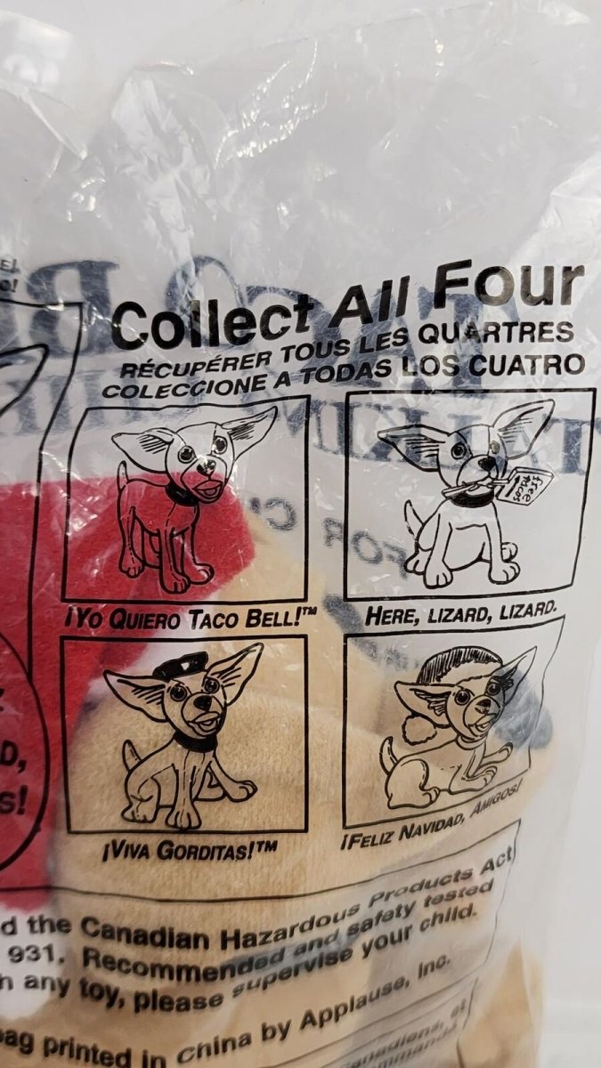 1997 - Taco Bell Feliz Navidad Amigos Talking Chihuahua Plush Toy - 6 in - Collectible Toys - ThrowbackBuys - ResellerDoor