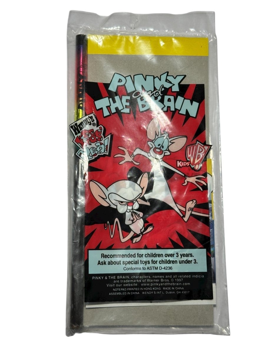1997 – Wendy's: Pinky and the Brain Notepad and Pencil Kids' Meal Toy - Paper Goods - ThrowbackBuys - Abunnysvintageco