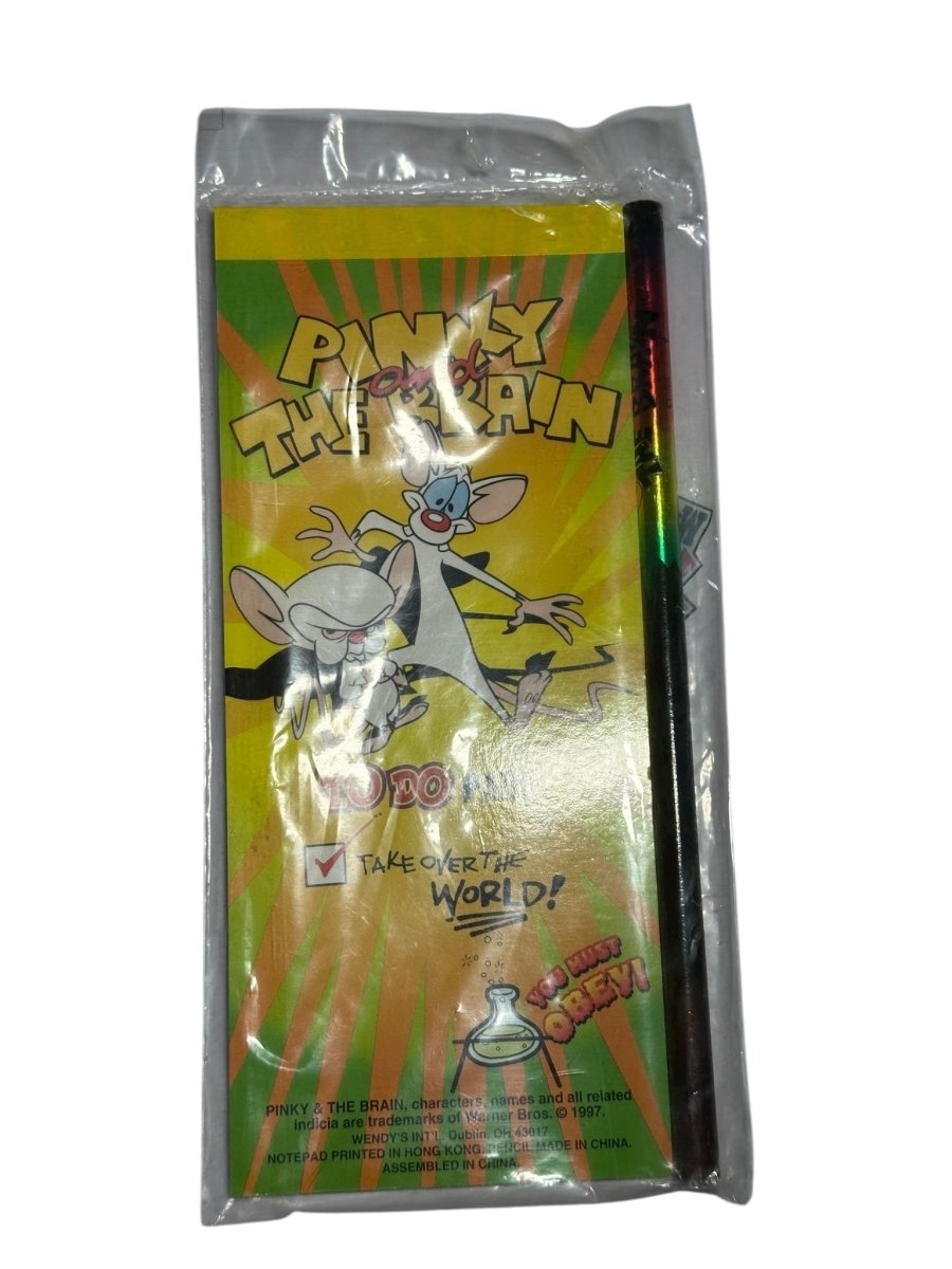 1997 – Wendy's: Pinky and the Brain Notepad and Pencil Kids' Meal Toy - Paper Goods - ThrowbackBuys - Abunnysvintageco