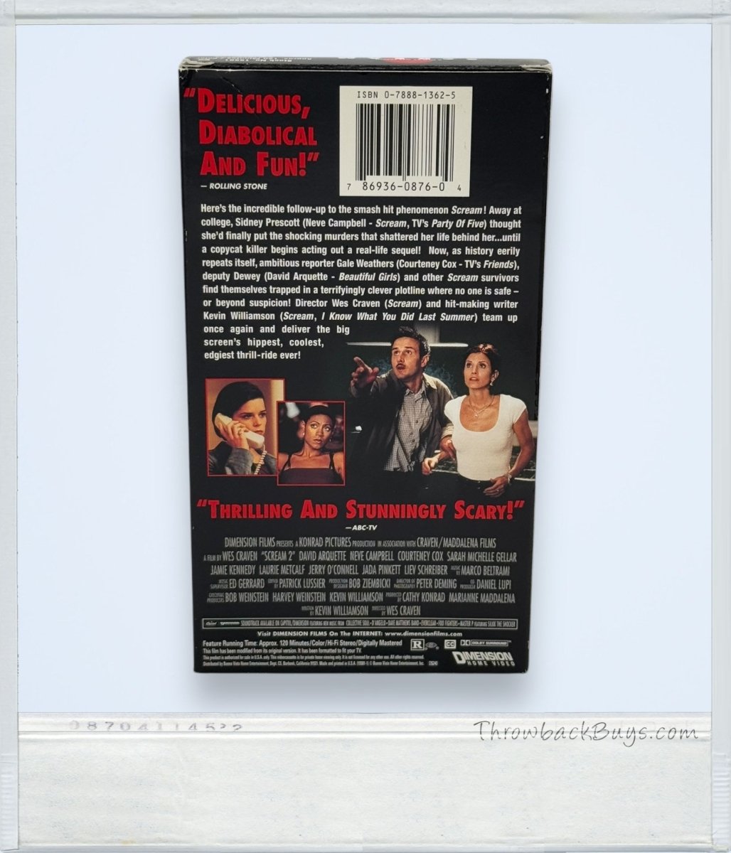 1998 - Scream 2 VHS - VHS - ThrowbackBuys - ThrowbackBuys