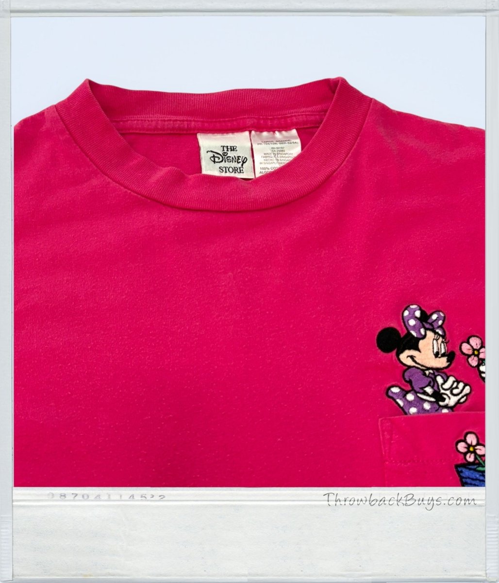 1998 - The Disney Store Mickey & Minnie Mouse Women's Large T-Shirt Pink - T-Shirts - ThrowbackBuys - ThrowbackBuys