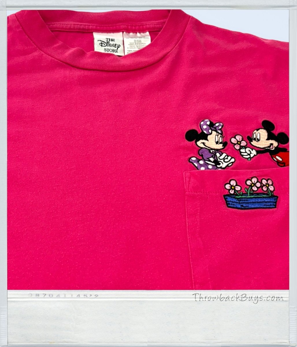 1998 - The Disney Store Mickey & Minnie Mouse Women's Large T-Shirt Pink - T-Shirts - ThrowbackBuys - ThrowbackBuys