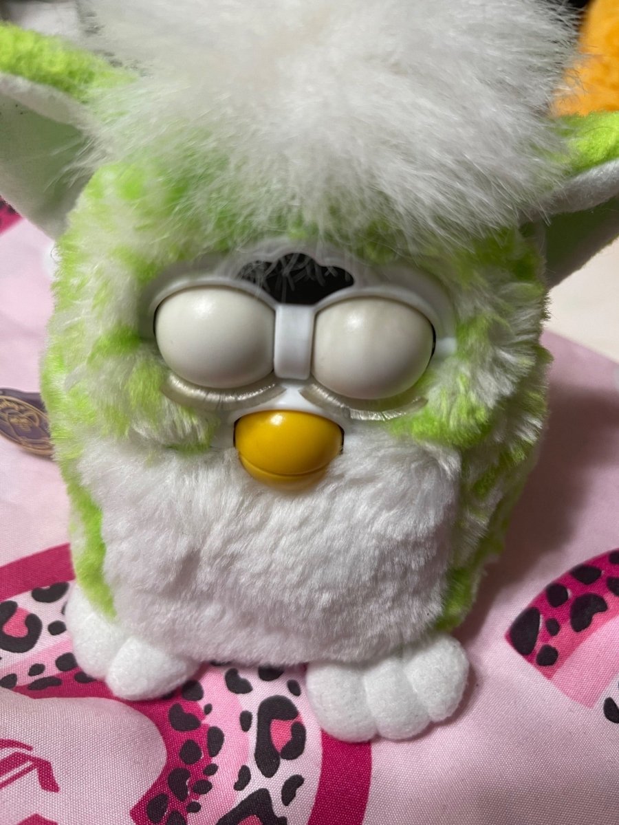 1999 Lime Green Furby Baby Rare Vintage Electronic Toy Hasbro Tiger Electronics Works - Collectible Toys - ThrowbackBuys -Furby Queen