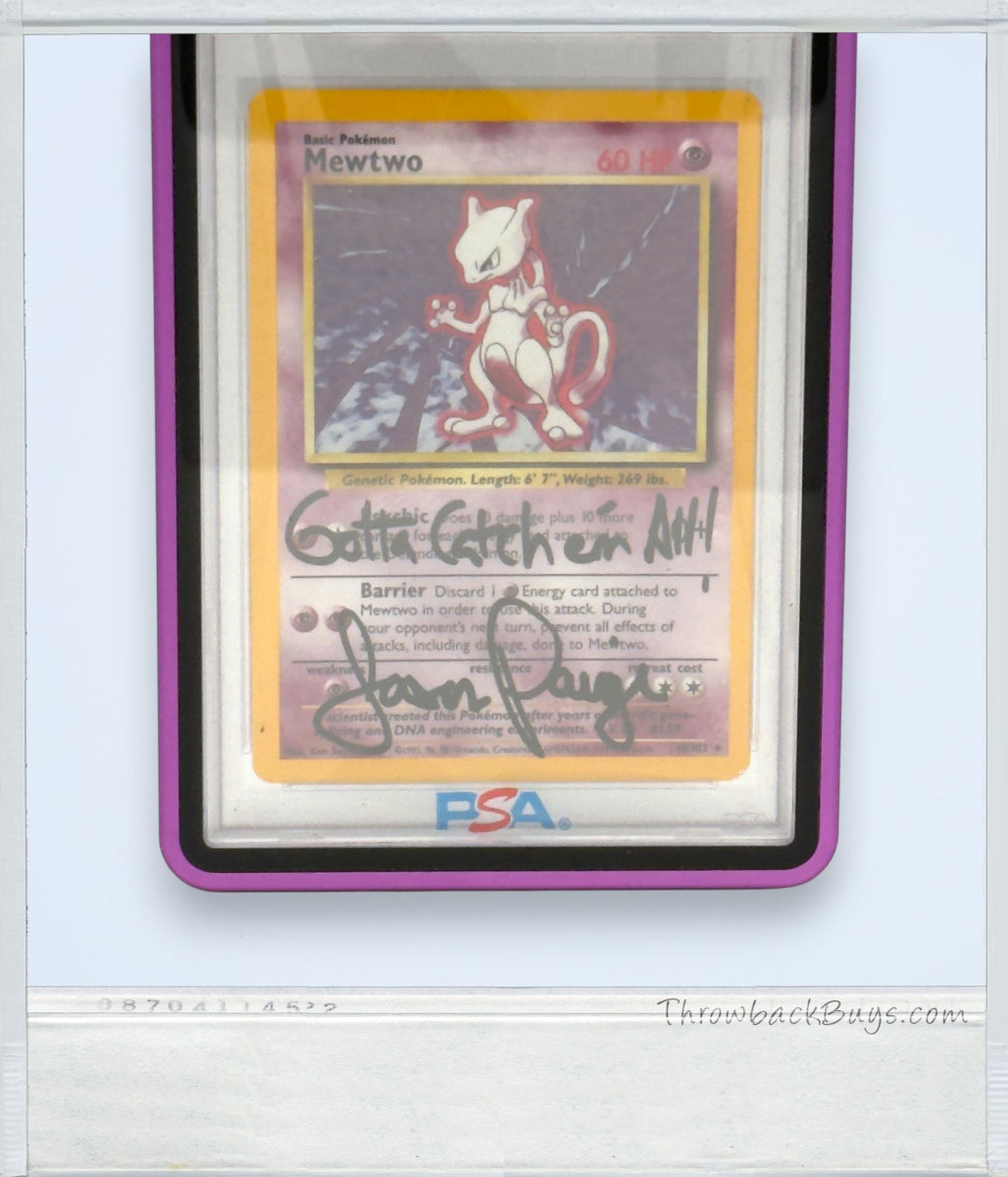 1999 - Pokemon, Mewtwo Holographic Trading Card 10, Jason Paige Autographed - PSA Authentic Auto 10 - RARE - Trading Cards - ThrowbackBuys - ThrowbackBuys