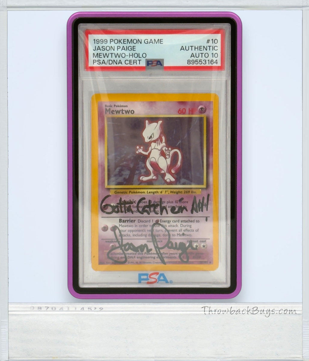 1999 - Pokemon, Mewtwo Holographic Trading Card 10, Jason Paige Autographed - PSA Authentic Auto 10 - RARE - Trading Cards - ThrowbackBuys - ThrowbackBuys