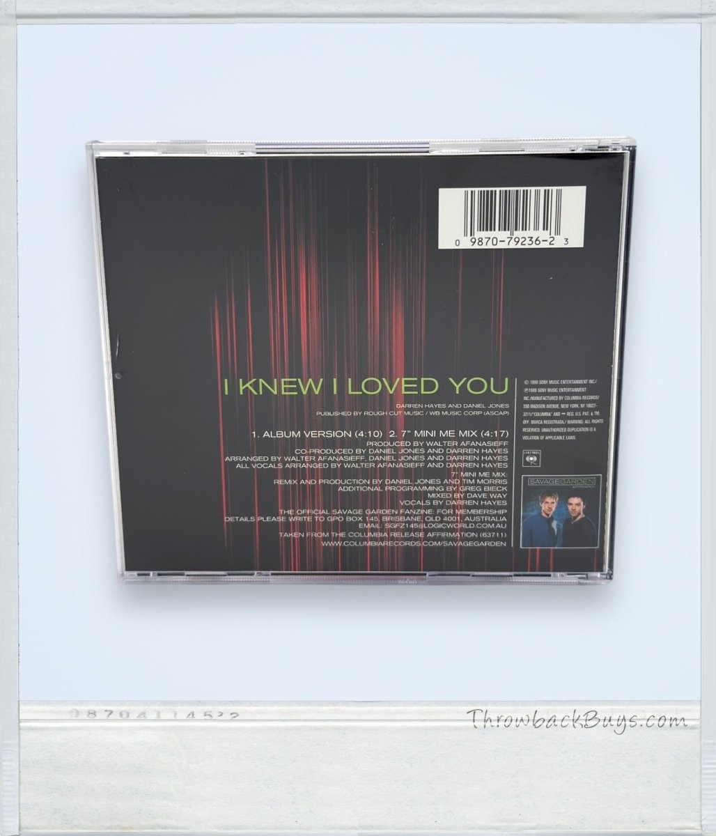 1999 - Savage Garden: I Knew I Loved You CD (Single) - CDs - ThrowbackBuys - ThrowbackBuys