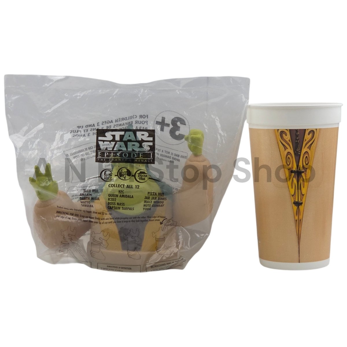 1999 - Star Wars Episode I The Phantom Menace Boss Nass KFC Cup Topper w 32oz Cup - Collectible Toys - ThrowbackBuys - A N E 1 Stop Shop