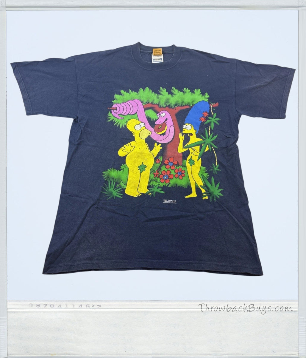 1999 – The Simpsons Homer & Marge “Adam & Eve” Parody T-Shirt, Size L – RARE - T-Shirts - ThrowbackBuys - ResellerDoor