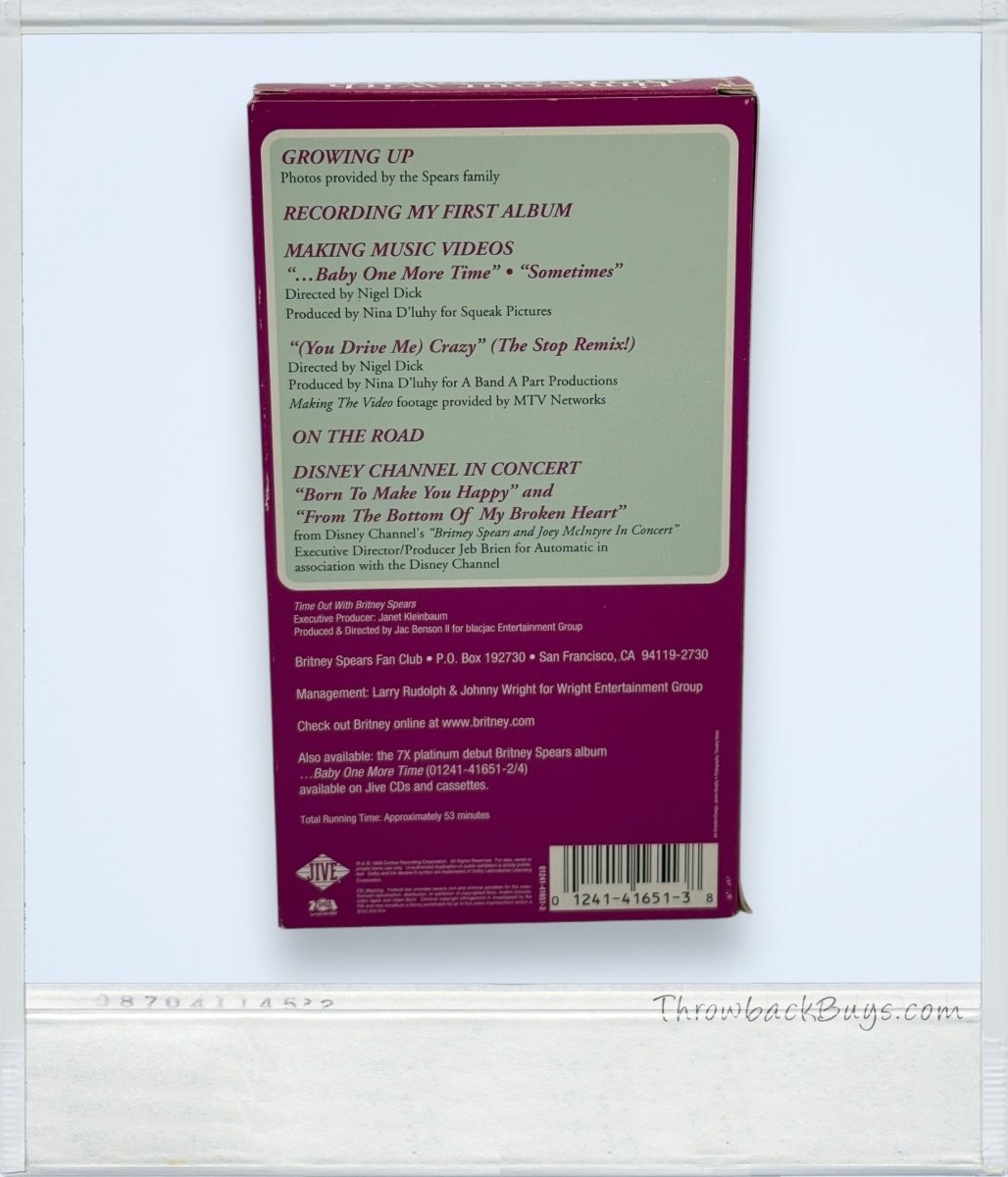 1999 - Time Out With Britney Spears VHS - RARE - VHS - ThrowbackBuys - ThrowbackBuys