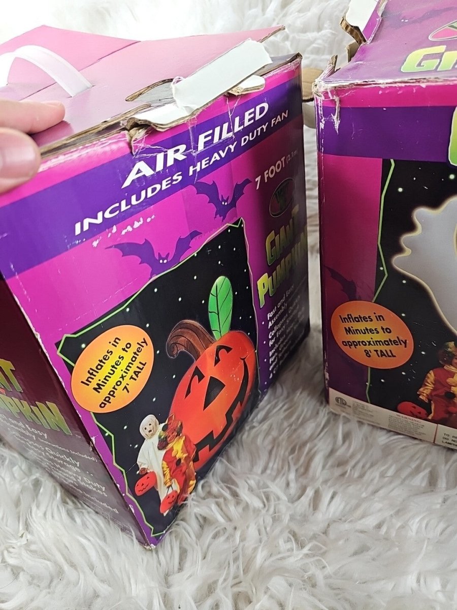 2 Giant 7' And 8' Inflatable Pumpkin And Ghost Halloween Outdoor Blow Up Decor - Decor - ThrowbackBuys - The Thrifty Gypsyy Shop