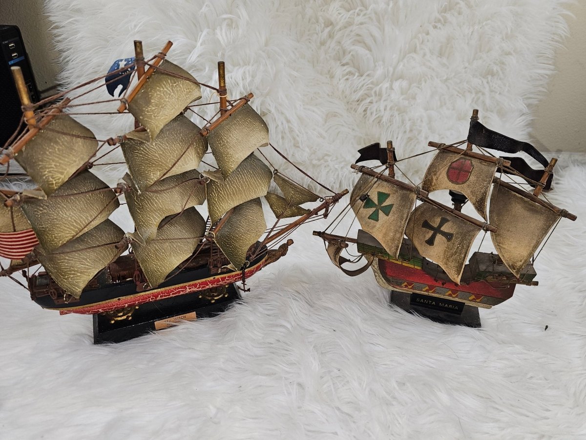 2 Vintage Wooden Ship Decor Santa Maria Pirate Ships Sea Witch - Fragile - Action Figures & Collectibles - ThrowbackBuys - The Thrifty Gypsyy Shop