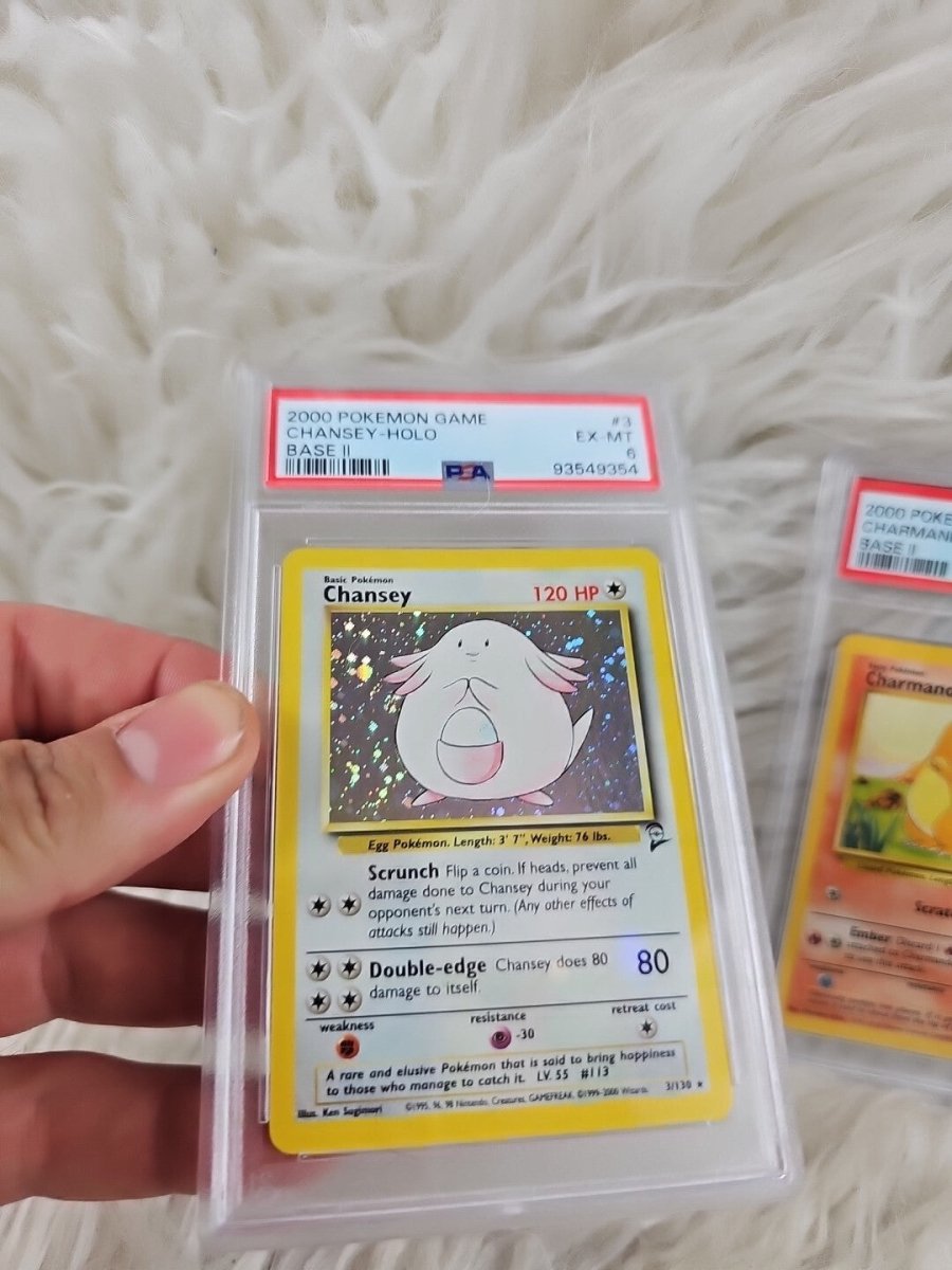 2000 - 2 Pokemon Trading Cards Base Set 2 - Chansey Holo Psa 6 - Charm ThrowbackBuys 2000 - 2 Pokemon Trading Cards Base Set 2 - Chansey Holo Psa 6 - Charm ThrowbackBuys