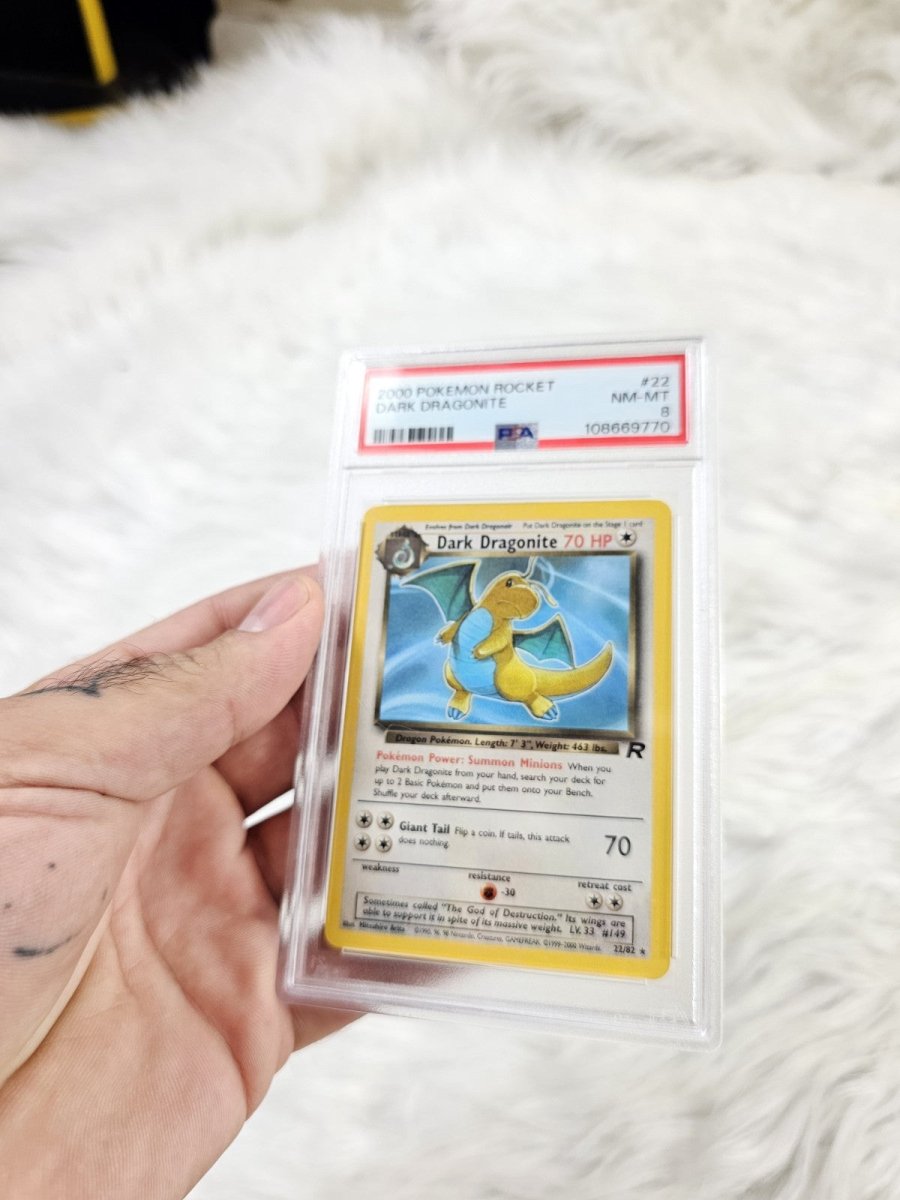 2000 Pokemon Team Rocket Dark Dragonite Non - Holo 22/130 - PSA 8 - Trading Cards - ThrowbackBuys - The Thrifty Gypsyy Shop