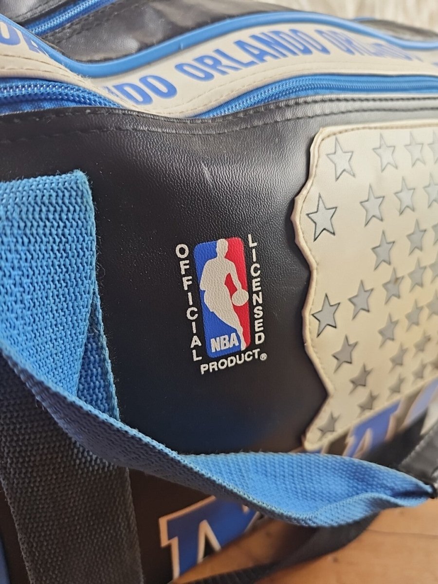 2000's - NBA Orlando Magic Leather Duffel Travel Bag Vintage Officially Licensed - Sports Memorabilia - ThrowbackBuys - The Thrifty Gypsyy Shop