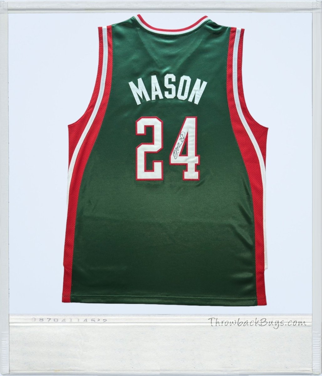 2001 - Official Milwaukee Bucks Desmond Mason 24 Autographed Jersey Green - RARE - Jerseys - ThrowbackBuys - ThrowbackBuys