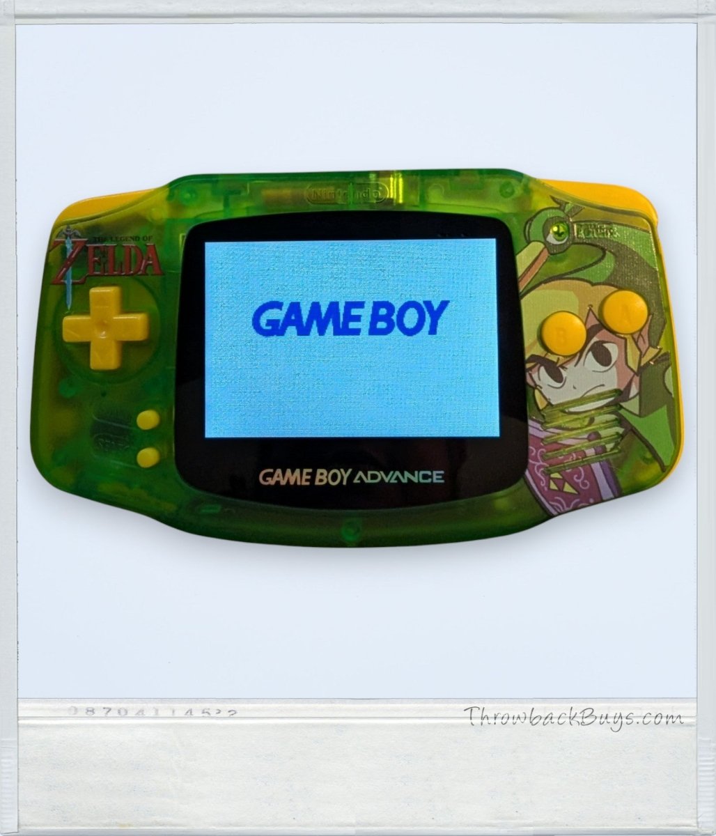 2001 - Original Gameboy Advance AGB - 001 w/ one free game - (MODIFIED) IPS screen and green Zelda Minish Cap shell - Handheld Consoles - ThrowbackBuys - Slaqr Retro Gaming & Collectibles