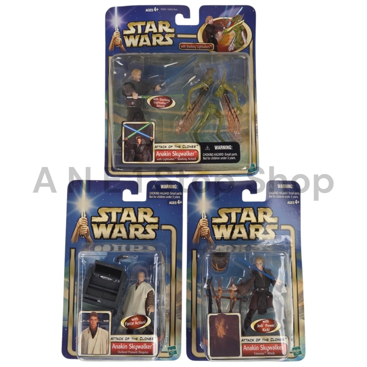 2002 - Star Wars Attack of The Clones Anakin Skywalker Lot 3 Figures Hasbro - Action Figures & Collectibles - ThrowbackBuys - A N E 1 Stop Shop