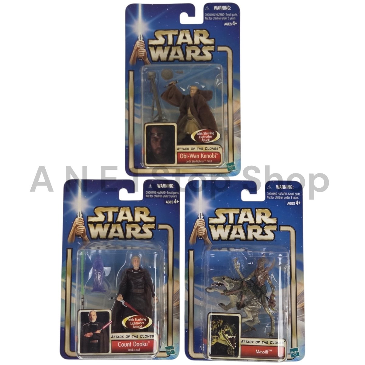2002 - Star Wars Attack of the Clones Obi - Wan Kenobi, Count Dooku & Massiff Hasbro - Action Figures & Collectibles - ThrowbackBuys - A N E 1 Stop Shop