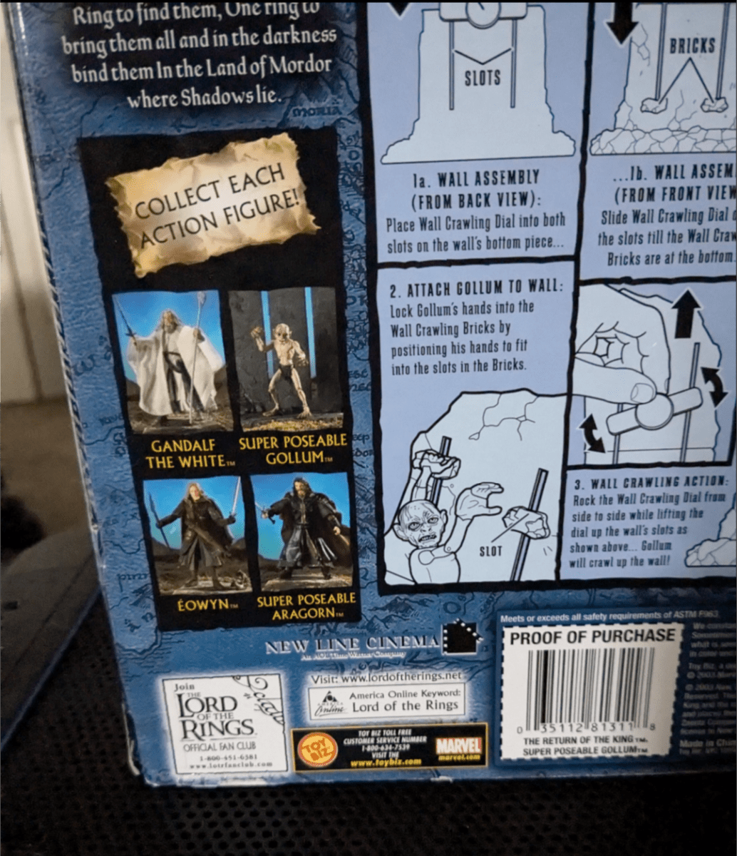 2003 NIB Lord of the Rings Return of the King Super Poseable Gollum Crawler Toy - Action Figures & Collectibles - ThrowbackBuys - Furby Queen