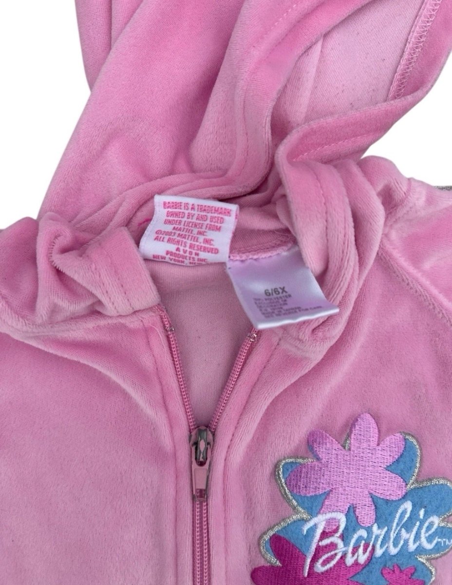 2003 - Y2K Barbie Avenue Girls 6x Tracksuit Pink Velour - Outfit Sets - ThrowbackBuys - Abunnysvintageco