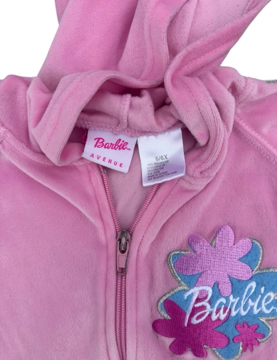2003 - Y2K Barbie Avenue Girls 6x Tracksuit Pink Velour - Outfit Sets - ThrowbackBuys - Abunnysvintageco